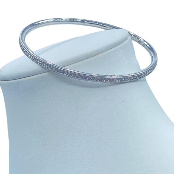 Nadir  silver designer bangle NEW with CZ clear stones size 8” dainty - Picture 7 of 9